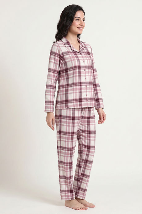 Zivame Flannel Woven Pyjama Set - Cloud Dancer — image 2